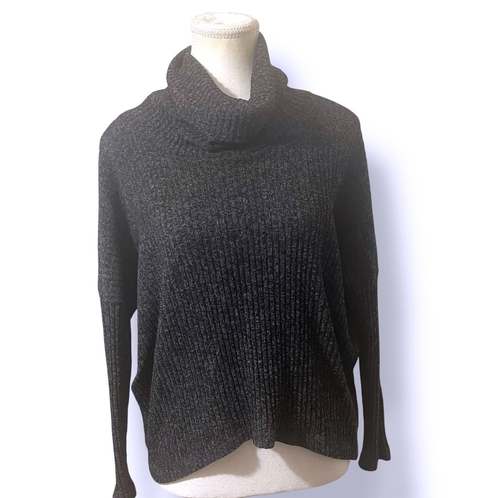 Clara Sun Woo Turtleneck Sweater Ribbed Pullover Minimalist Preppy Gray‎  XS
